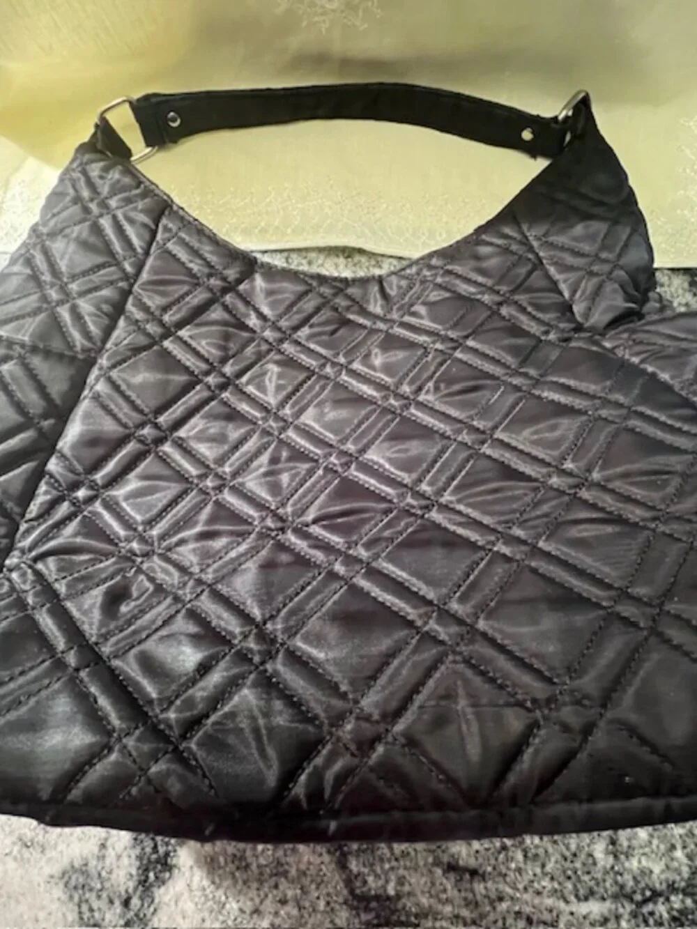 Kenneth Cole Reaction black‎ diamond quilted nylon hobo bag